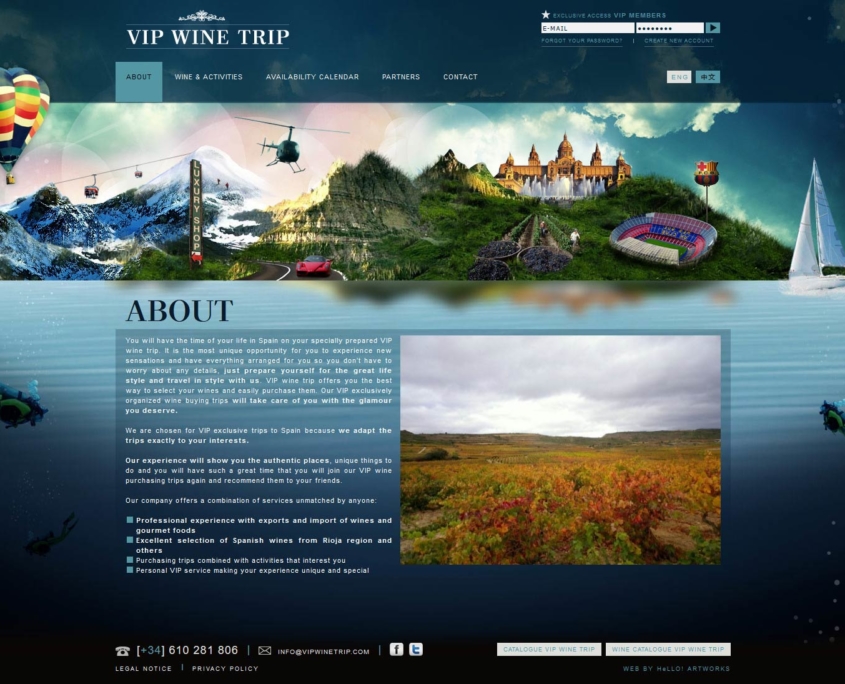 Desarrollo de la página web comercial WIP WINE TRIP