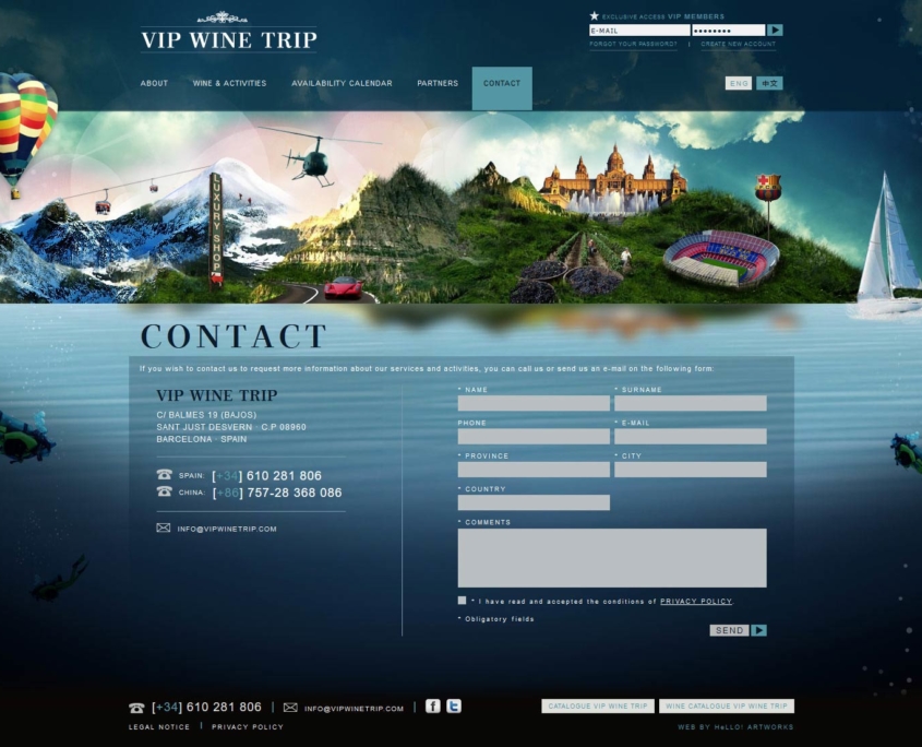 Desarrollo de la página web comercial WIP WINE TRIP