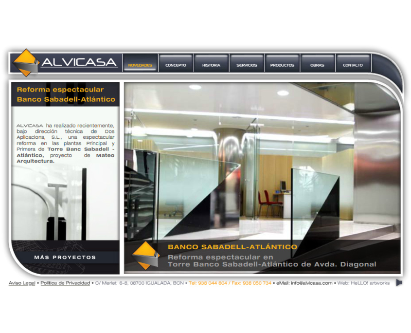 Desarrollo de la página web corporativa ALVICASA