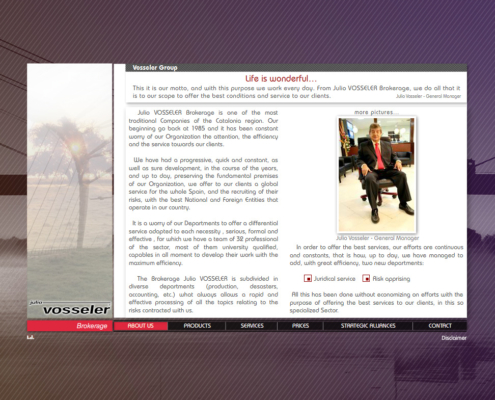 Desarrollo de la página web corporativa Correduría JULIO VOSSELER