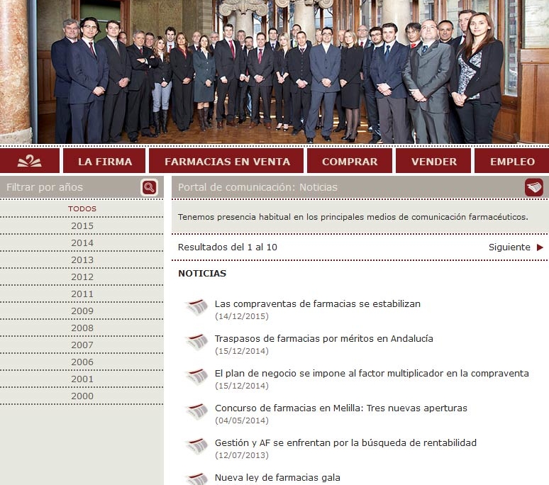 Desarrollo del portal corporativo GABINETE LÓPEZ-SANTIAGO