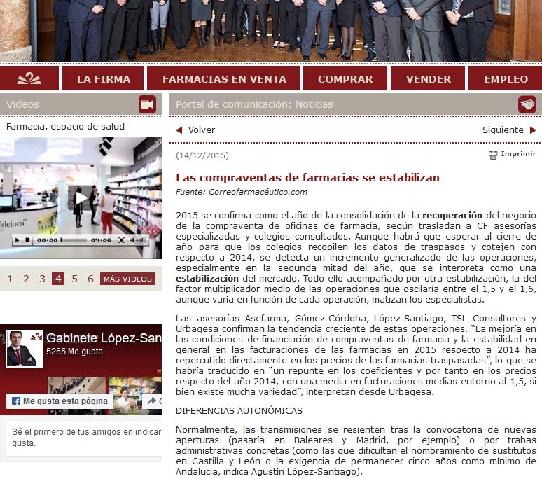 Desarrollo del portal corporativo GABINETE LÓPEZ-SANTIAGO