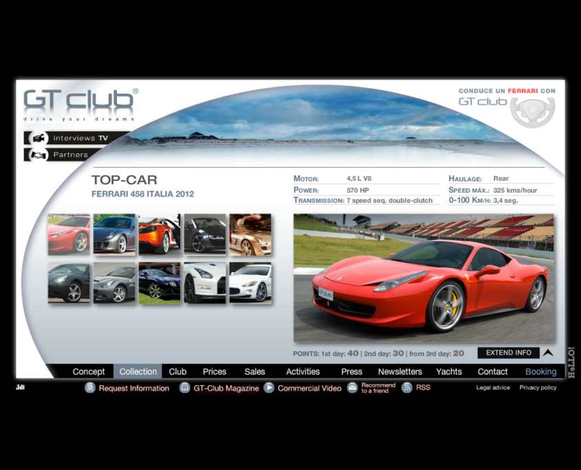 Development of the online application and e-commerce GT-CLUB