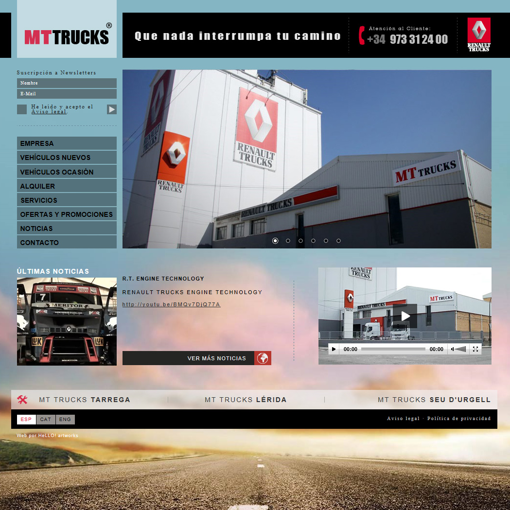Desarrollo de la página web corporativa MT TRUCKS