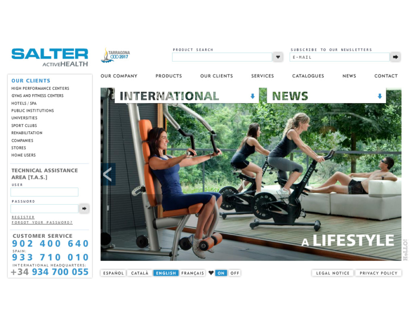 Desarrollo de la página web corporativa SALTER FITNESS