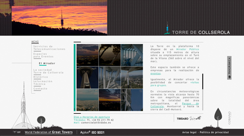 Desarrollo de la página web corporativa TORRE DE COLLSEROLA