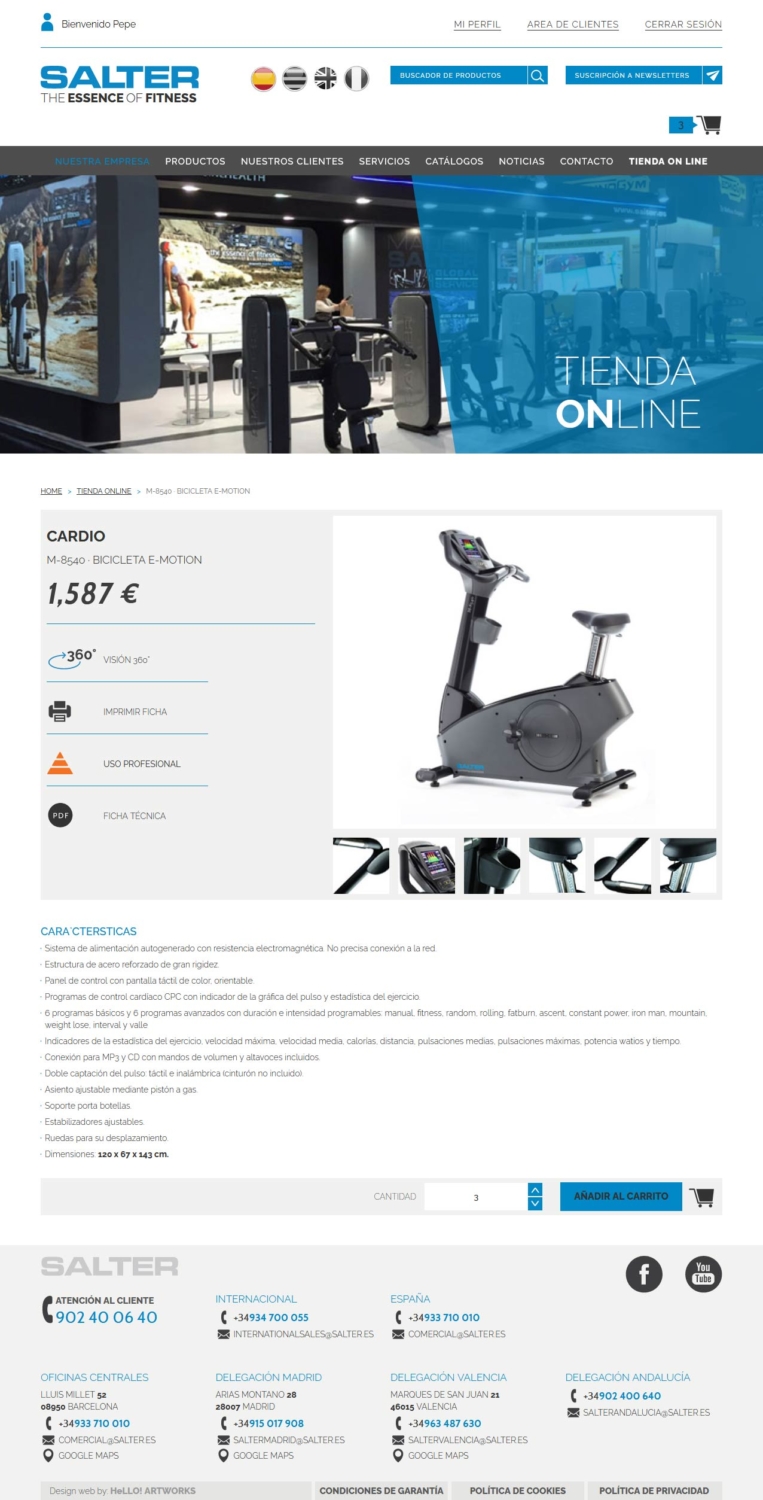 Development of the corporate website with online store SALTER FITNESS