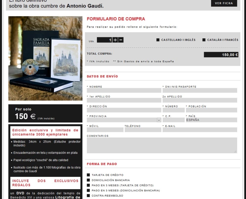 Desarrollo de la tienda online LIBRO DE LA SAGRADA FAMILIA