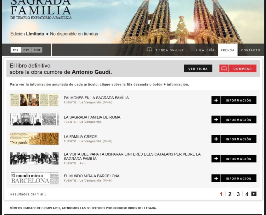 Desarrollo de la tienda online LIBRO DE LA SAGRADA FAMILIA
