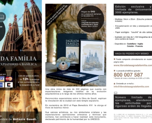 Graphic design of the advertising triptych LIBRO DE LA SAGRADA FAMILIA