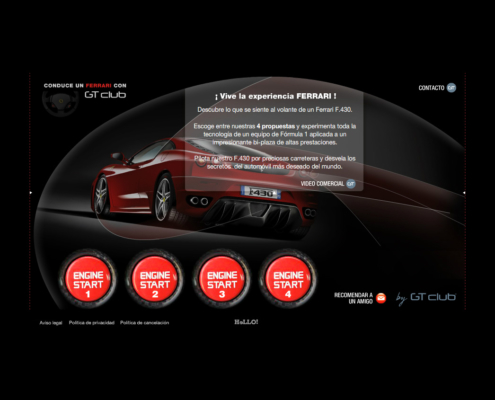 Desarrollo de la página web e-commerce CONDUCE UN FERRARI CON GT-CLUB